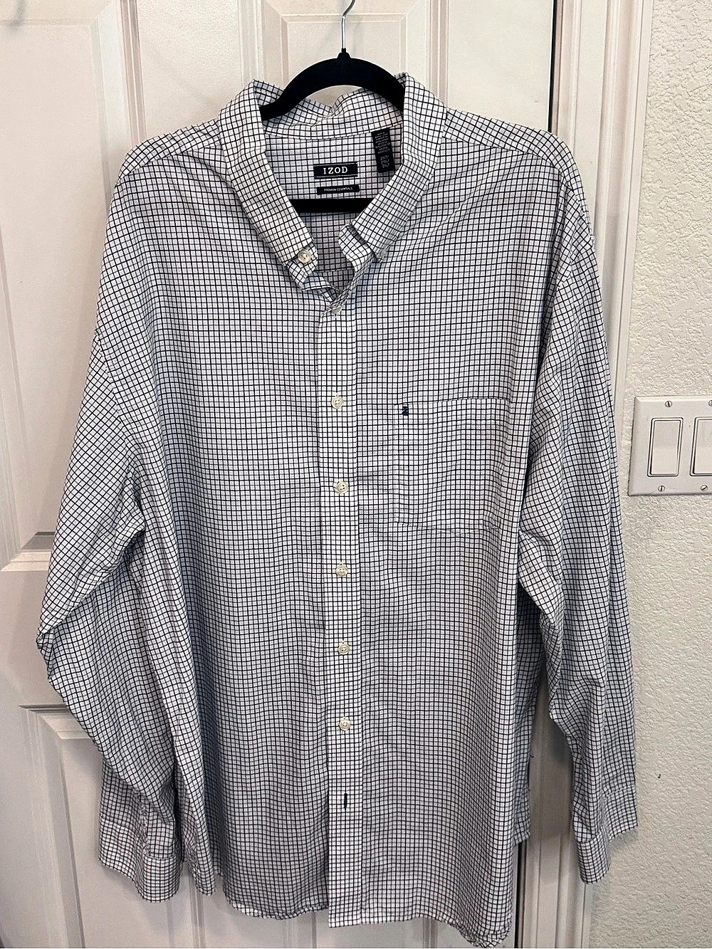 IZOD Premium Essentials Checkered Cotton Shirt Size 2XL Like New